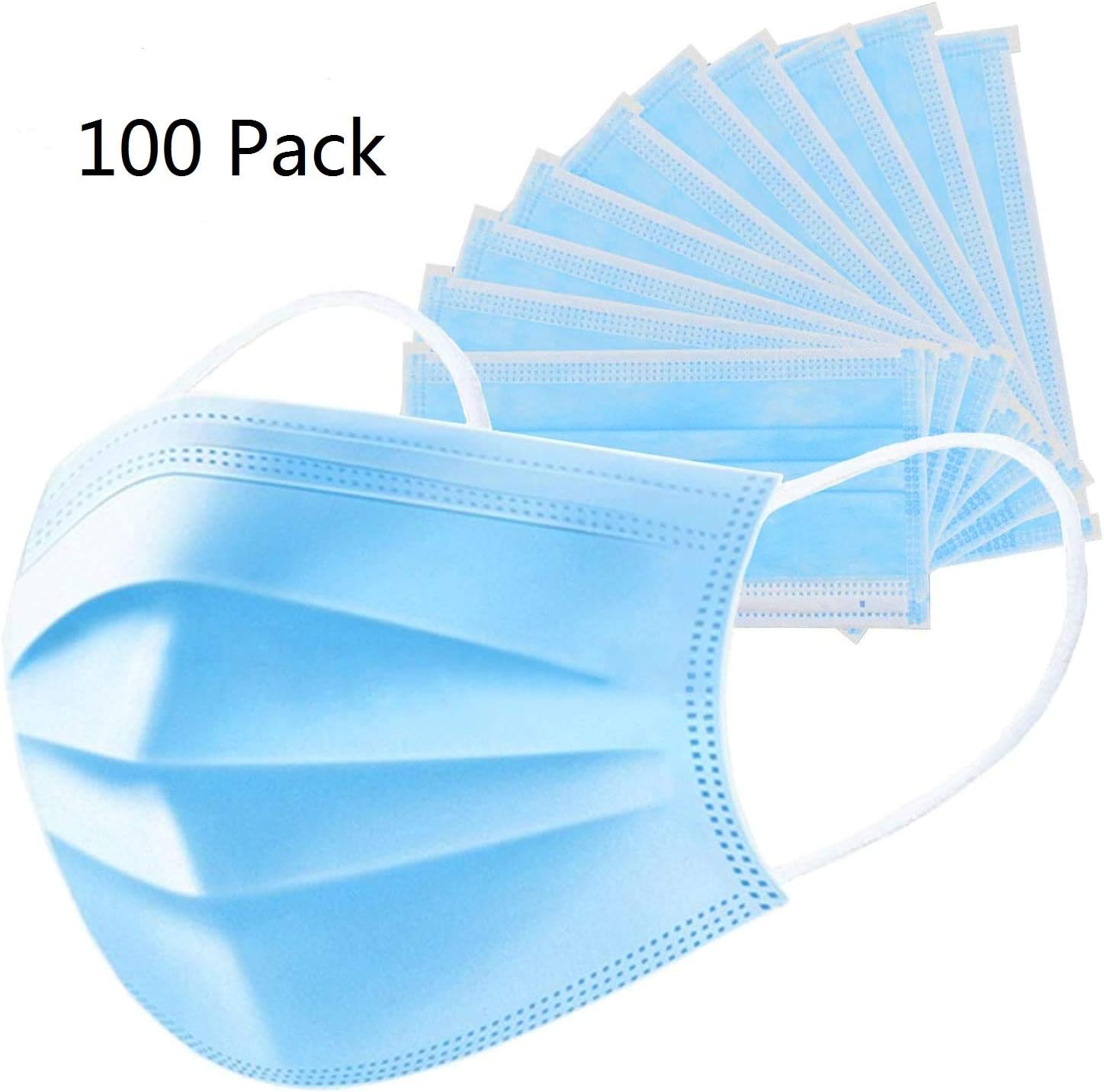 Disposable Non-Woven Mask, Dust-Proof Safety Personal Protection Breathable Mask, Respirator with Earmuffs, Standard Mask (blue)