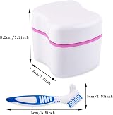 Tophoniex Denture Bath Case 2 Pack with 2 Cleanser Brushes Blue Pink Purple view 8