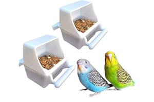 YAMIBOBO 2Pcs Bird Cage Feeder Removable Parret Hanging Seed Feeder Bird Dishes cage Bowl for Cage Finch Cockatiel Conure Parakeet Lovebird