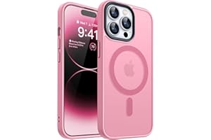 CANSHN Magnetic Designed for iPhone 14 Pro Case [Compatible with Magsafe] [Translucent Matte] Slim Thin Shockproof Protective Bumper Cover Phone Case for iPhone 14 Pro 6.1 Inch - Pink