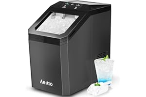 Aeitto Nugget Ice Maker Countertop, 55lbs/Day, Large Capacity Chewable Ice Maker, Rapid Ice Release in 5 Mins, Self-Cleaning with Stainless Steel Housing Ice Machine for Home Office and Party, Black