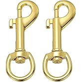 PATIKIL 2Pcs Flag Swivel Snap Clips, 2.7 Inch Heavy Duty Alloy Flag Pole Snaps Hooks Stainless Flagpole Accessories for Rope Hardware Key Chain Leash Leather Craft, Gold Tone