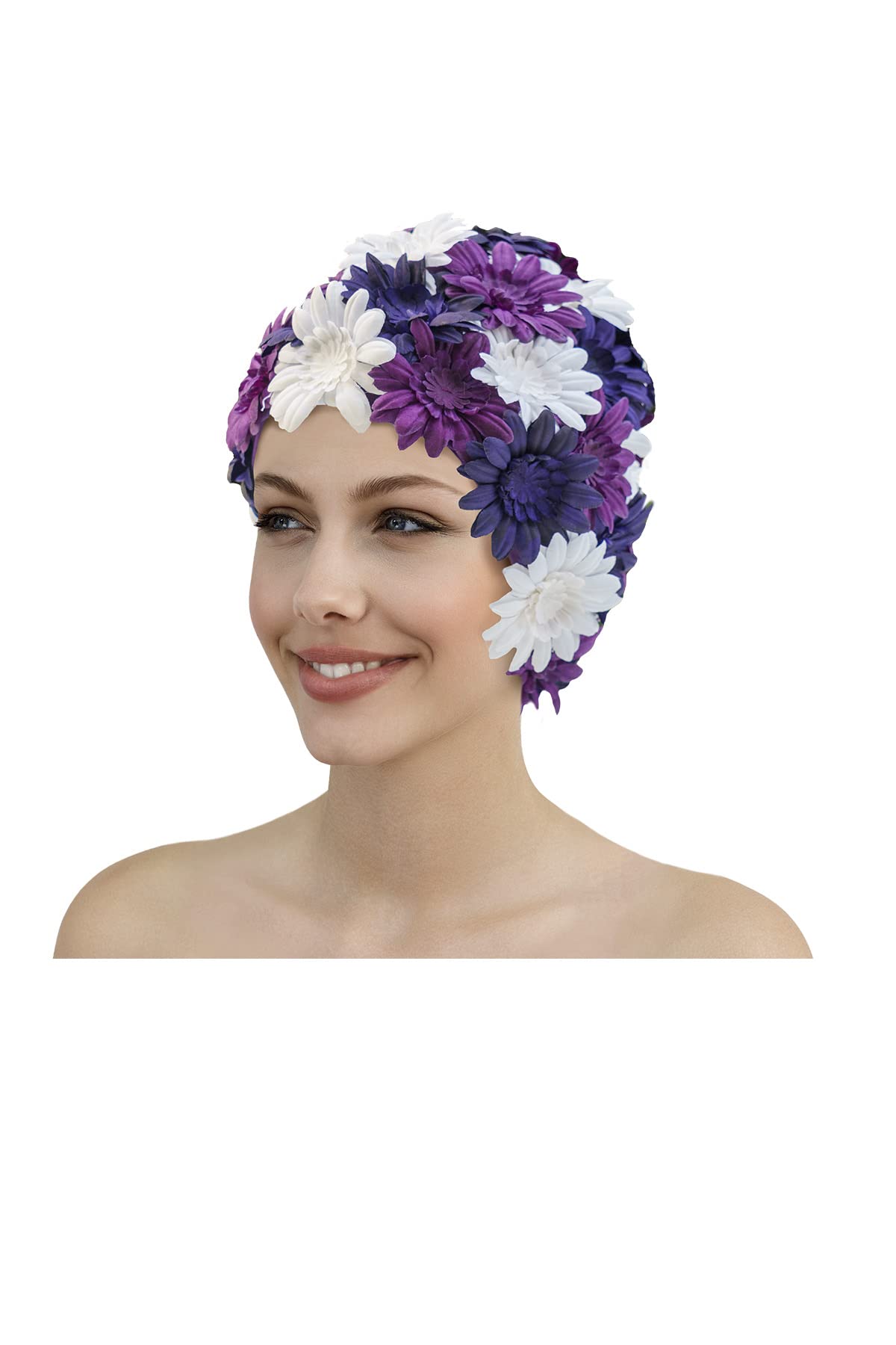 Fashy Fabric Flower Swimming Cap Nylon Purple 3454