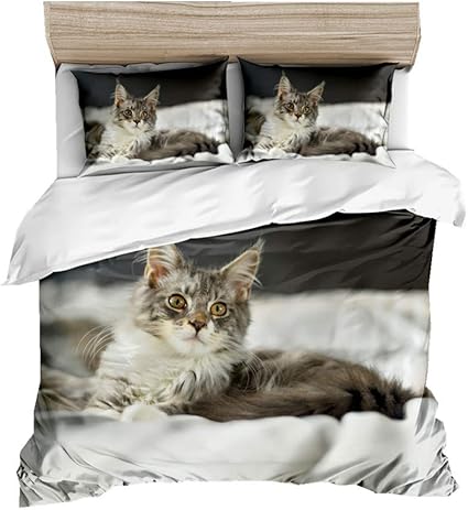 Sticker Superb Parure De Lit 2 Personnes 3d Motif Animal Conception Literie Ensemble 3 Pieces Double Literie Housse De Couette Automne Chat Et Chien Motif Housse De Couette Cat 5 2 X 240 Cm