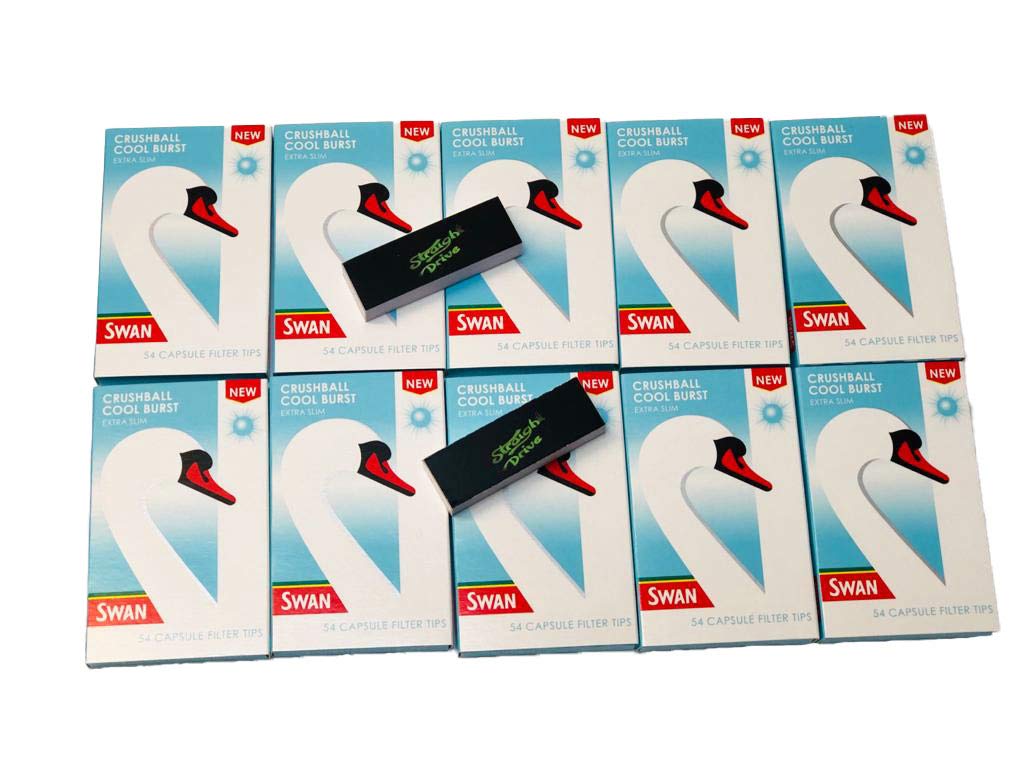 Straight Drive Brand 2 Tip with New Swan CrushBall Cool Burst Extra Slim 54 Pre Cut Filter Tips by Mastersgk (10)
