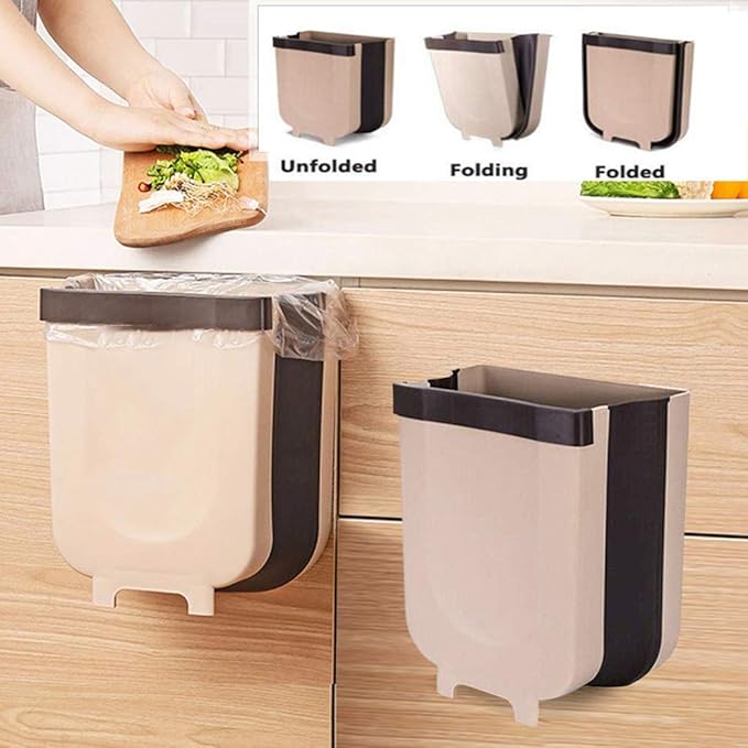 Portable Folding Waste Bin Kitchen Door Hanging Trash Bin，for