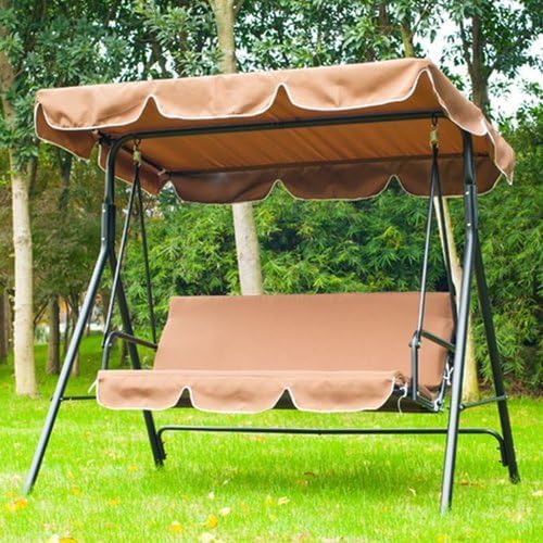 Outdoor Garden Swing Seat Hammock with waterproof polyester cloth (Material: Steel pipe, polyester, oxford cloth, cotton) (Brown)