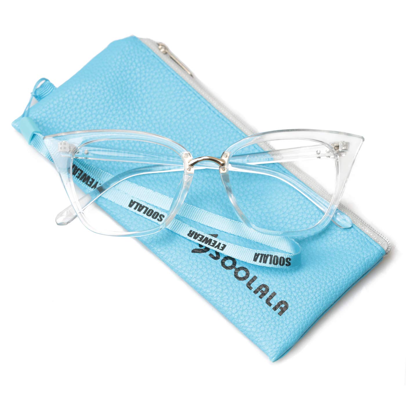 SOOLALA The Reading Glasses Company Oversized Cat Eye Readers Eyeglasses for Womens, Trans, +2.0