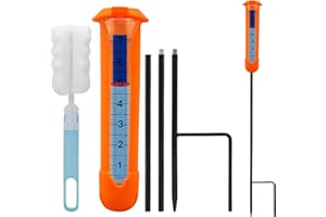 BEOFINEST Upgraded Rain Gauge Outdoor, Freeze Proof Rain Gauge with Silicone Cover & Levelling, Large Clear Numbers and Adjustable Height Decorative Rain Measure Gauge with Float Marker for Garden, Yard, Lawn