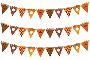 KINGZONE Pumpkin Pie Fall Thanksgiving Party Banner - Pumpkin Pie Fall Themed Party Decorations Pie Slices Bunting, Thanksgiving Banner, Fall Party Party Supplies Decor Harvest Home Mantel Decorations