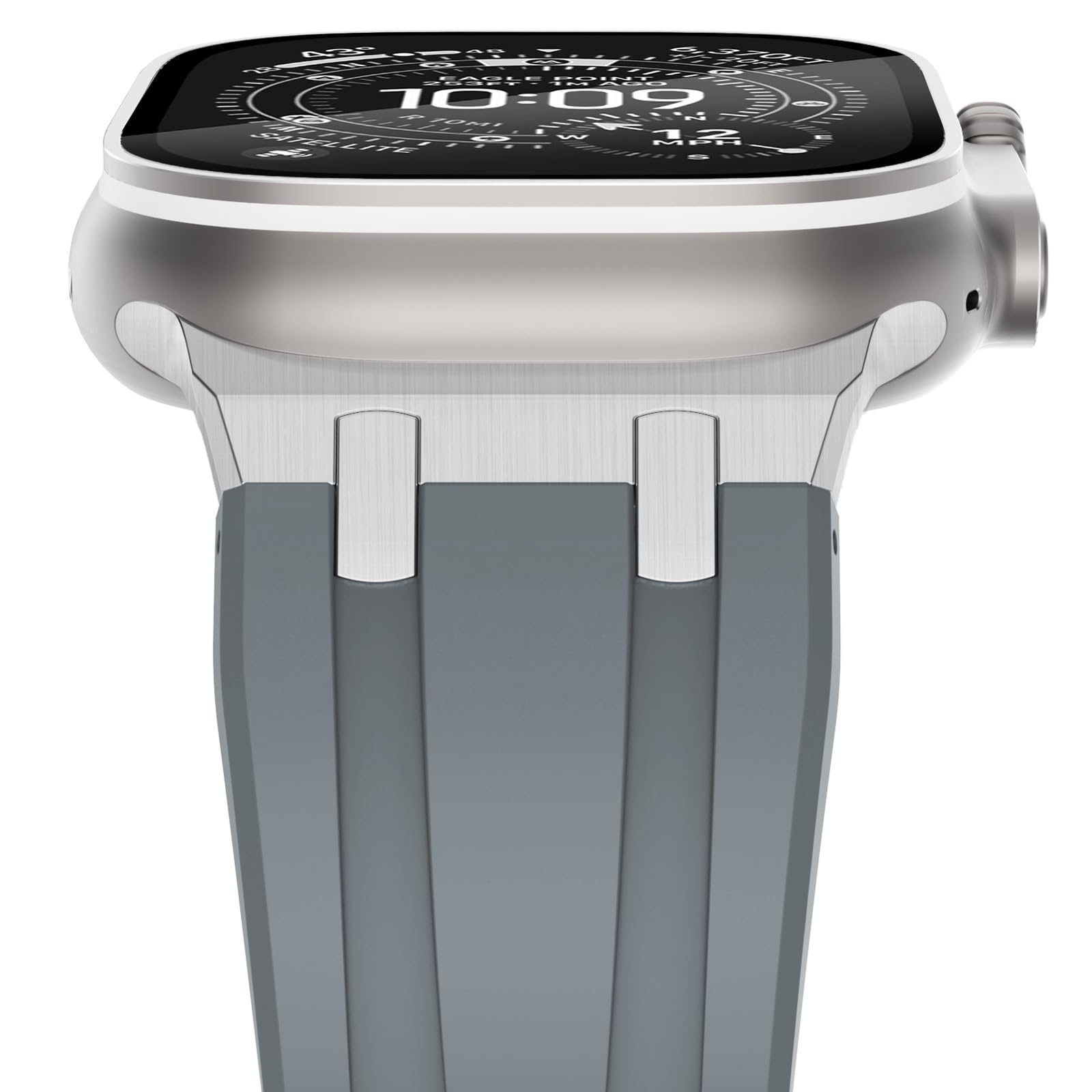 NewWays Silicone Strap Compatible with Apple Watch 42mm(Series 11/10) 41mm 40mm 38mm,Metal Connector Sport Straps Replacement Band for iWatch Series 11/10 9 8 7 6 SE 5 4 3 2 1,Grey/Silver Connector