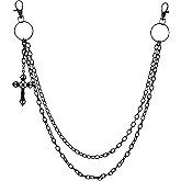 Sacina Goth Black Layered Cross Pants Chain, Black Wallet Belt Chain, Gothic Grunge Emo Punk Accessories