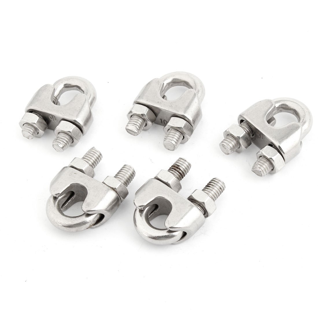 Sourcingmap 5 Pcs Stainless Steel Cable Clip Clamp Silver Tone for 10mm Wire Rope