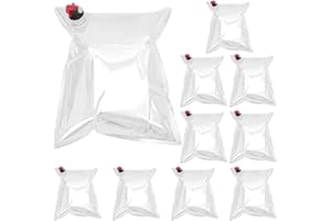 Zerodeko Portable Wine Bags 10-Pack 5L Refillable Beverage Pouches with Spout Large Capacity Drink Storage for Outdoor Partie