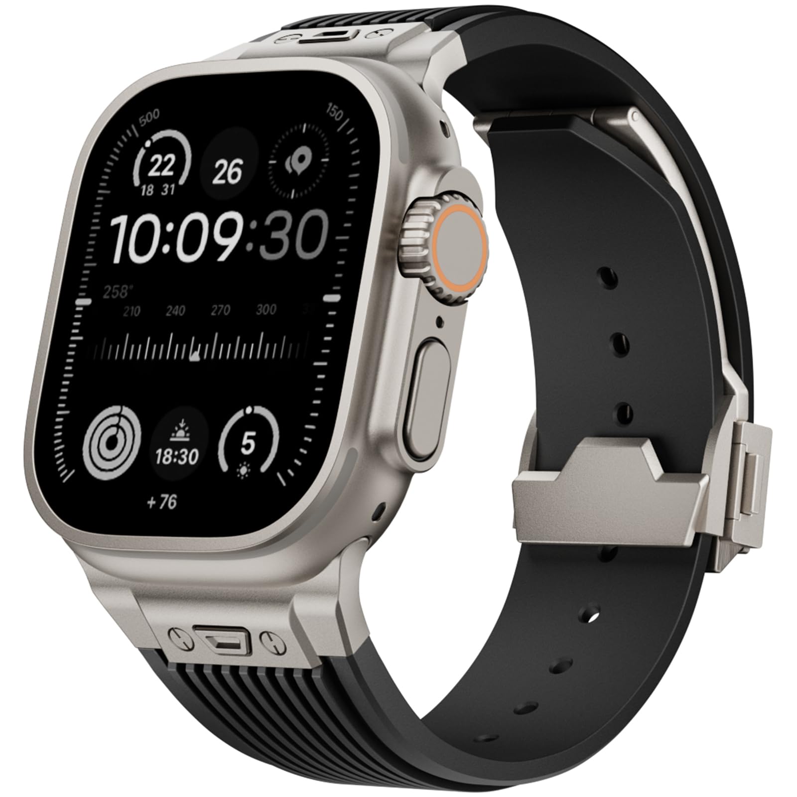 SEURE Strap Designed for Apple Watch Ultra3/2/1 49mm,Series 9/8/7 45mm,Series SE2/6/SE/5/4 44mm,Series 3/2/1 42mm,Soft Silicone Sports Straps Robust Replacement Band with Metal Connector,Black