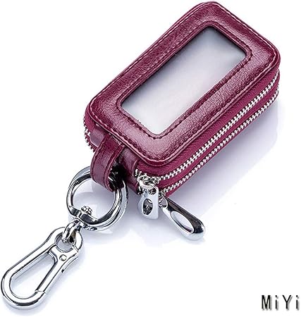 Amazon スマートキーケース窓付きダブルファスナー 車鍵 メンズ レディース カバー キーホルダー ブランドおしゃれ ２つ 鍵が同時収納 バラ キーケース キーホルダー 車 バイク