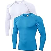 LWISMIL 2 Pack Men's Compression Shirts Long Sleeve Quick Dry Workout Athletic Base Layer T-Shirts Sports Undershirt