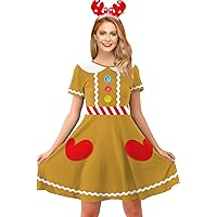 For G and PL Women's Christmas Short Sleeve 3D Print Swing Elf Dress