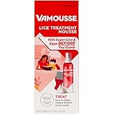 Vamousse Lice Treatment Mousse (6 fl oz), Clinically Proven to Kill Super Lice & Eggs, Easy to Apply & Rinse, Pesticide-Free & Non-Toxic, Includes Reusable Steel Comb