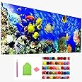 Extra Large Size DIY 5D Diamond Painting Kits Ocean Beauty Fishes Big Size Paintings,Full Drill Crystal Deep Sea Gift Painting Dots Art Wall Decoration Gifts Arts and Crafts (39x16 inch/100cmx40cm)