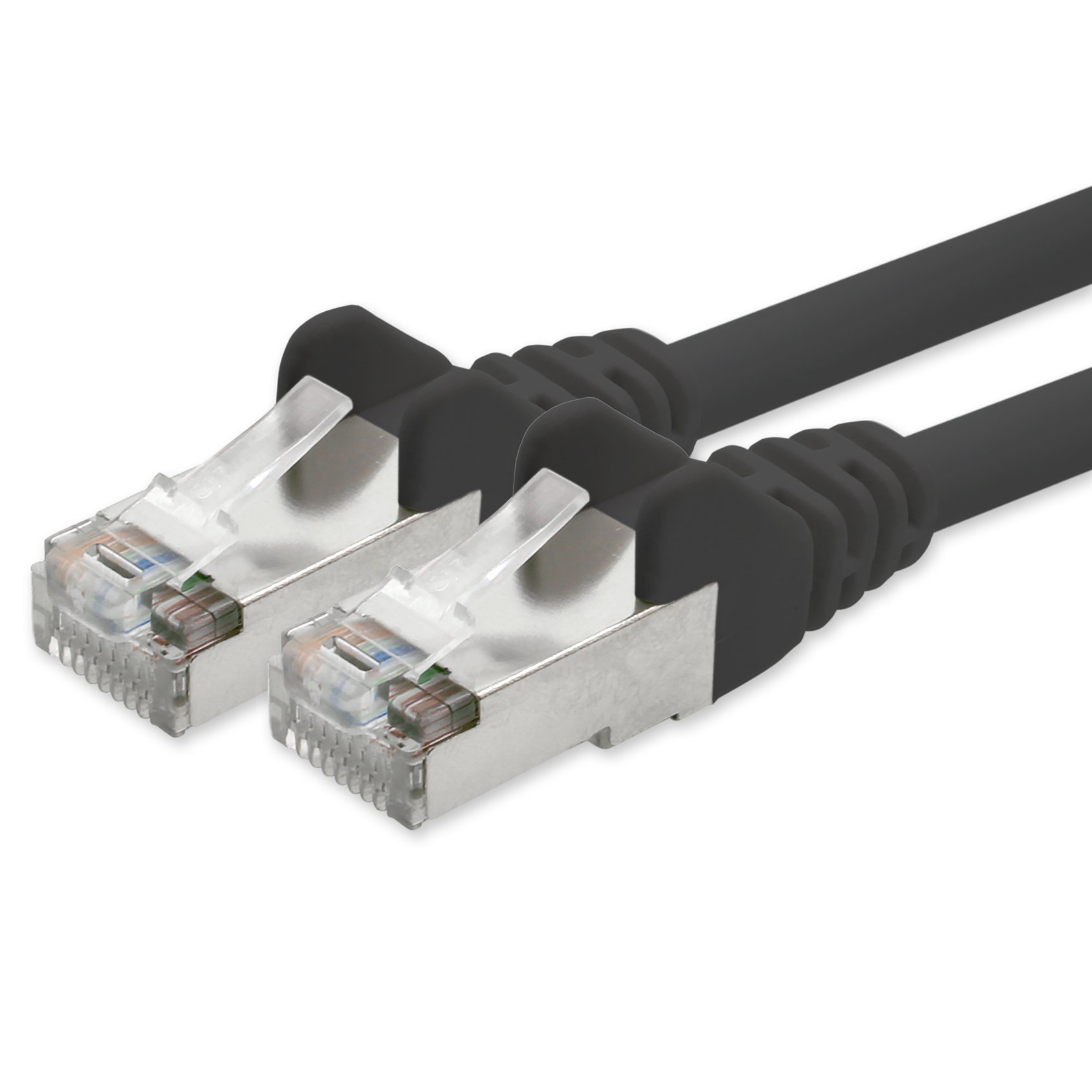 1aTTack.de Network cable CAT5e 2x RJ45 connector foil and braid-shielded SFTP network patch cable 20m black