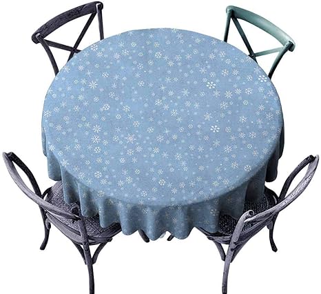 Amazon Xxans 円形アウトドアテーブルクロス 冬 モダン ミニマリスト ブルー ホワイト 63 Round 160cm テーブルクロス オンライン通販