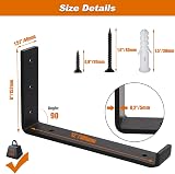 MLOQI 6 Pack Scaffold Board Shelf Brackets 5mm Thick Lip 12x6 inch Black view 2