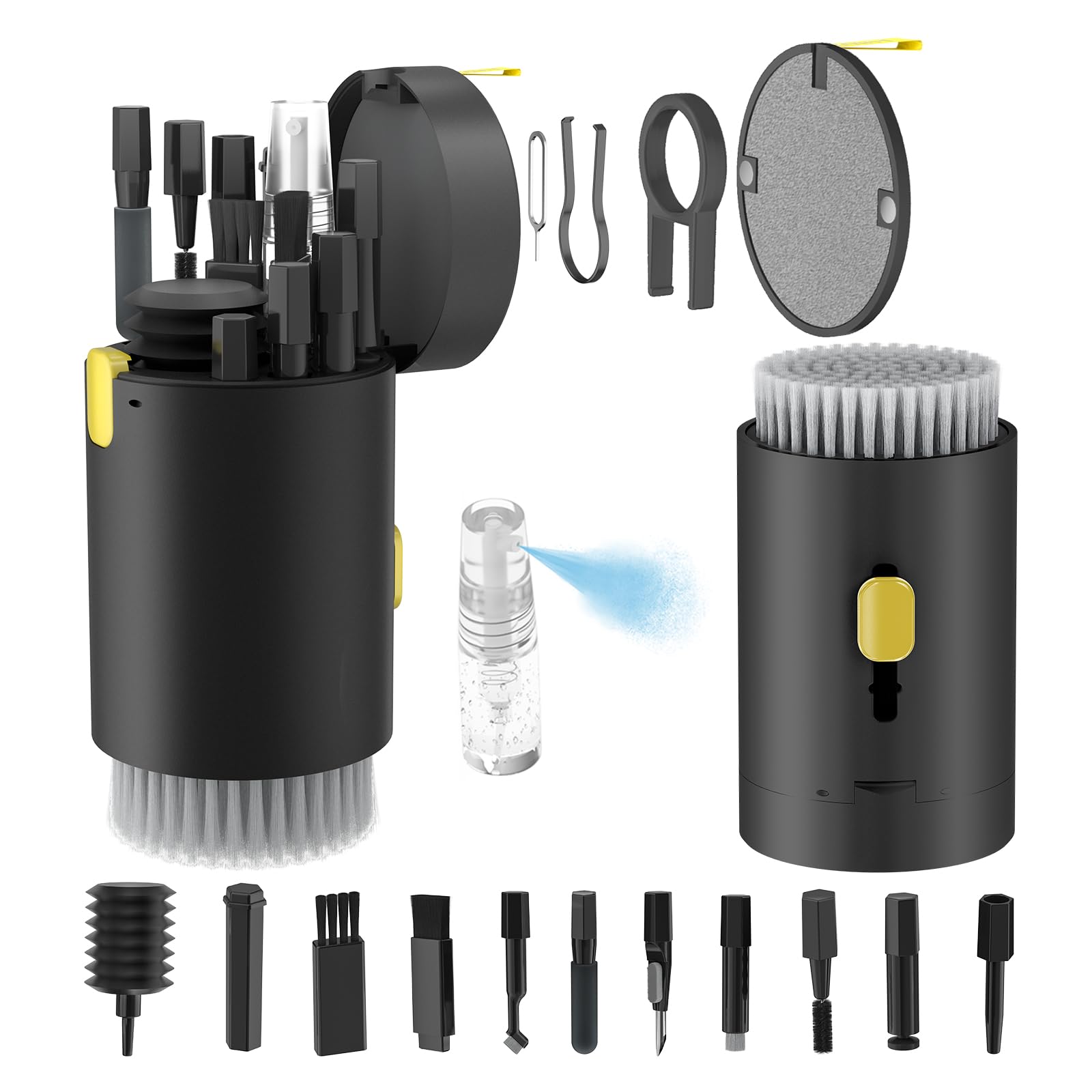 Tastatur Reinigungsset, 20 in 1 Screen Cleaner Kit Handy, Tastaturreiniger mit Bürste Keyboard Cleaner, Laptop Cleaner for Tablet, Computer, PC-Monitor, Kamera-Schwarz