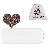 Organic Buckwheat Pillow for Sleeping, 100% Natural Premium buckwheat hulls, Organic Cotton Cover for Cool Sleep, Neck Support for Back and Side Sleepers, Buckwheat Pillow Refill - Cylinder (14” x 6”)