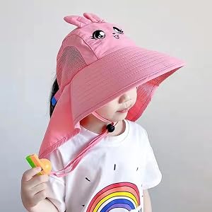 Kids Sun Hat with Neck Flap, UPF 50+ UV Protection Wide Brim Bucket Hat Breathable Outdoor Beach Sun Hat