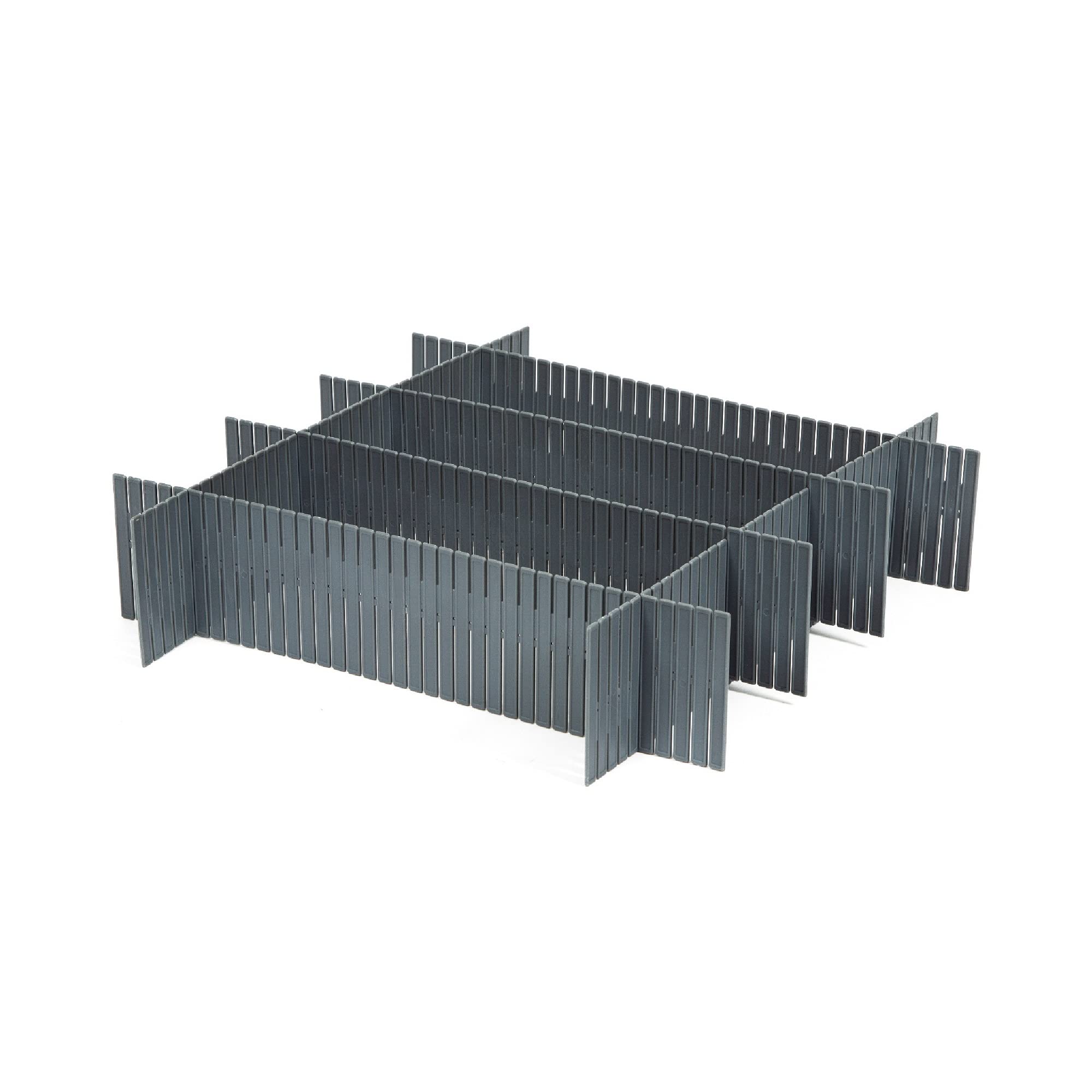 Compactor 3 Sets of 6 Customisable Drawer Dividers, Drawer Organiser for Bedroom, Wardrobe or Kitchen, Cut to Size Storage for Underwear, Makeup, Jewellery, Clothes and Utensils, Polypropylene, Grey