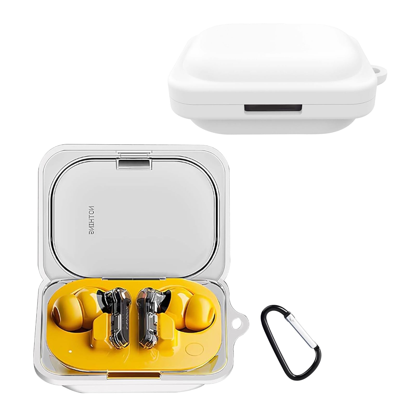 KZIOACSH Silicone Case for Nothing Ear a, Ultra Slim Anti-Scratch Anti-Lost Protective Earbuds Case Lightweight Washable Sumdge-Proof Earphone Skin Cover with Carabiner for Nothing Ear a, Clear
