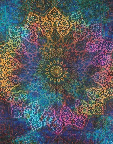 Twin Blue Tie Dye Bohemian Tapestry Elephant Star Mandala Tapestry Tapestry Wall Hanging Boho Tapestry Hippie Hippy Tapestry Beach Coverlet Curtain (57 x 83inch, F01)