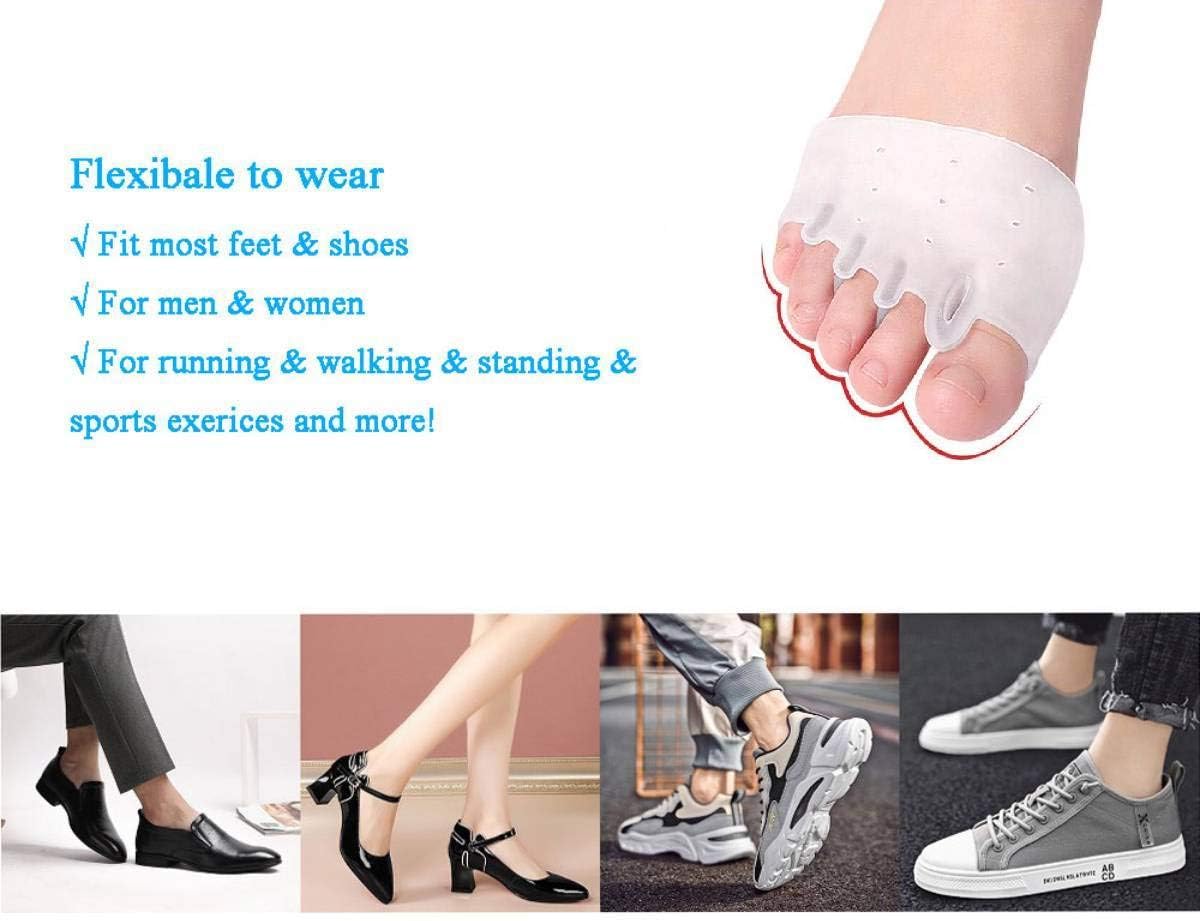 Five-Hole Metatarsal Pads, Ball of Forefoot Cushions, Breathable Toe Separators for Foot Pain Relief (2 Pairs) (Transparent): Health & Personal Care