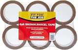 Fit For The Job Parcel Tape Heavy-Duty 48mm x 66m 6 Rolls Brown view 2
