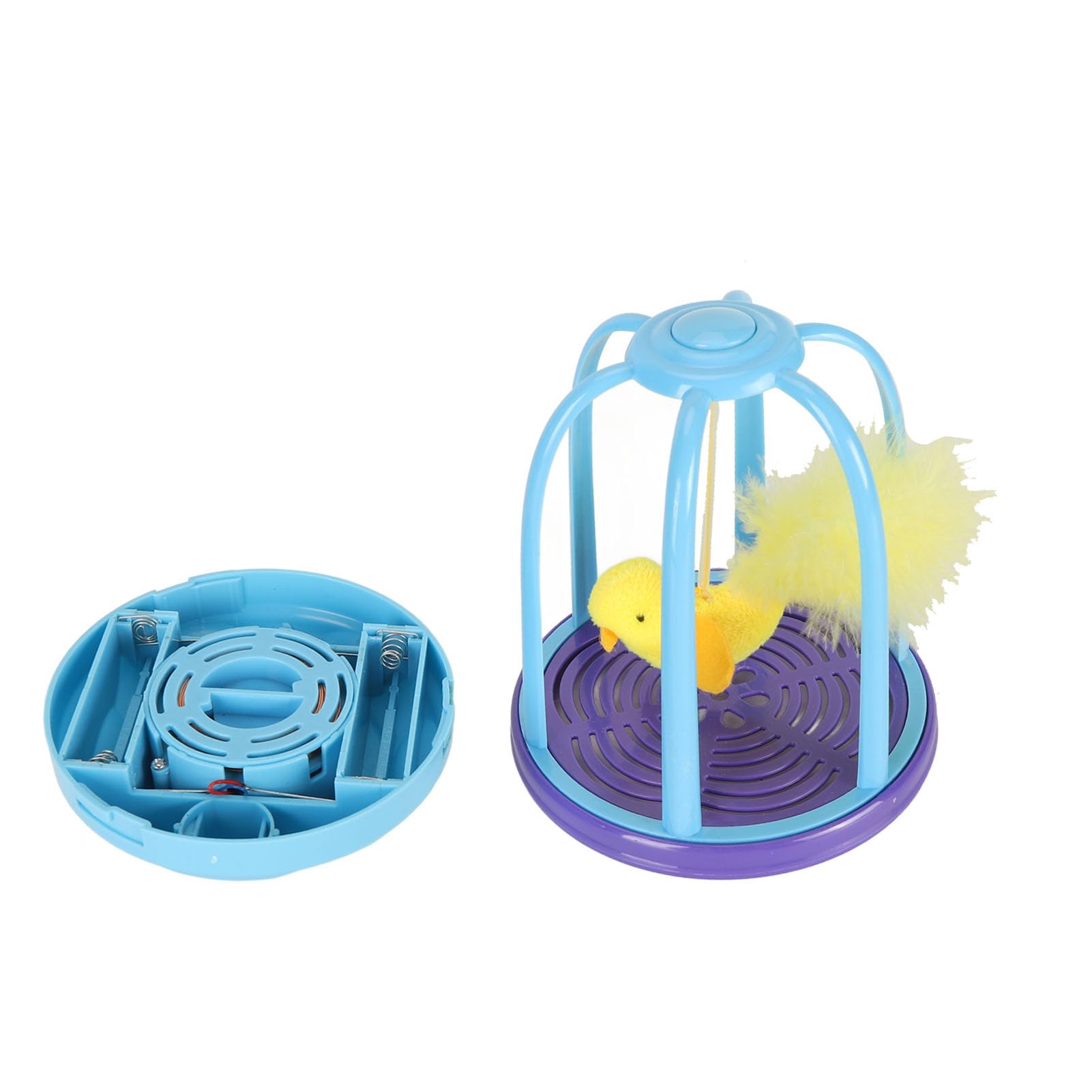 Zerodis Electric Cat Toy in Bird Cage Design Bird Cage Cat Toy Bird Cage Toy for Adult Cats Electric Cat Squeaky Toy Interactive Boredom Anxiety Reduction Cat Toy for Adult Cats (Blue)
