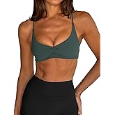 LASLULU Womens Sports Bra Sexy Spaghetti Strap Backless Bra Workout Gym Yoga Bras Tops Padded Sport Bras