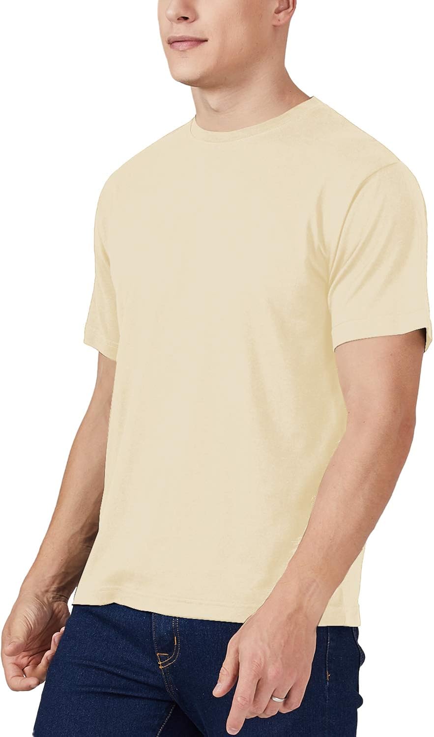 QUALFORT Men's Bamboo T-Shirts Crewneck Undershirt at  Men’s Clothing store