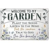 YOYI ART Garden Signs for Outside - Welcome to My Garden Sign, Metal sign for Patio, Yard, Outdoor, Gardening Gifts and Decorations for Women Gardeners Plant Lovers, 12 x 8 inch