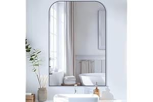 LADYNOW Bathroom Mirror, Wall Mirrors, Black Metal Framed Wall-Mounted Mirrors, Bathroom Vanity Mirror for Over Sink, Living Room, Bedroom, Entryway, 24x36 Inch, Black