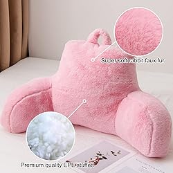Holawakaka Large Faux Fur Bed Rest Pillow with