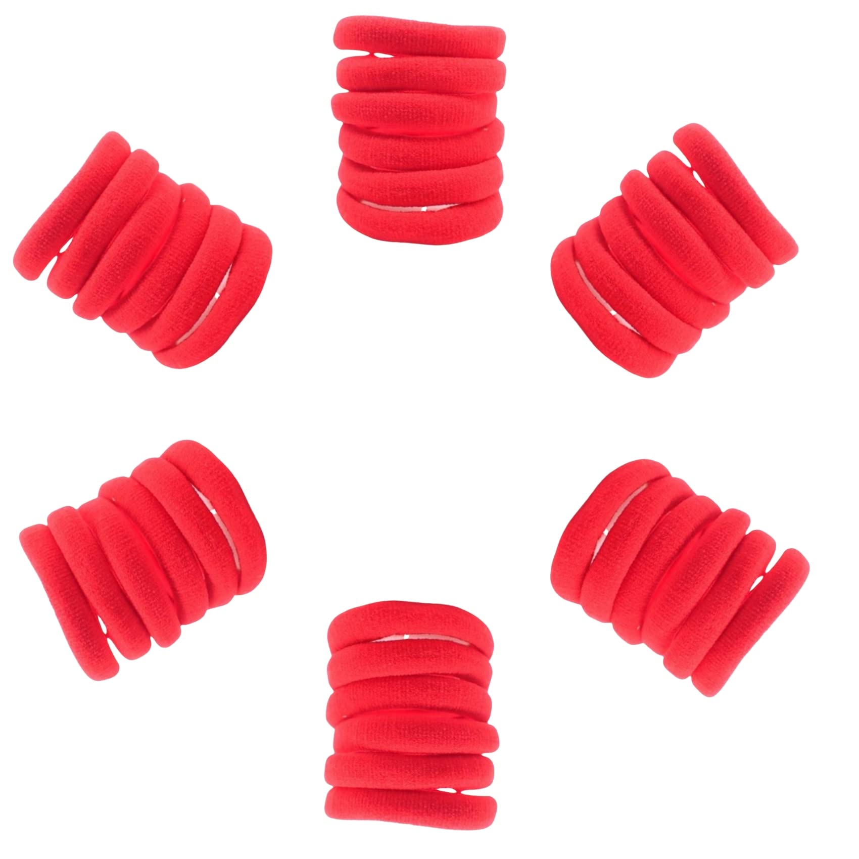 Topkids Accessories 36 pc Thick Hair Bands for Women and Girls, Hair Bobbles Elastic HairBands Ponytail Holders Hair Ties Hair Elastics Hairbands Women Hair Ties No Damage elastic hair bands (Red)