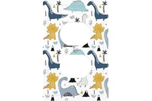DJTRRF Cute Funny Kids Boys Dinosaur Animal Single Duplex Electrical Outlet Cover Decorative Wall Plate 1 Gang Device Switch Plate Receptacle Plug Cover Cartoon Dino Toy Room Bedroom Nursery Safari Decorate