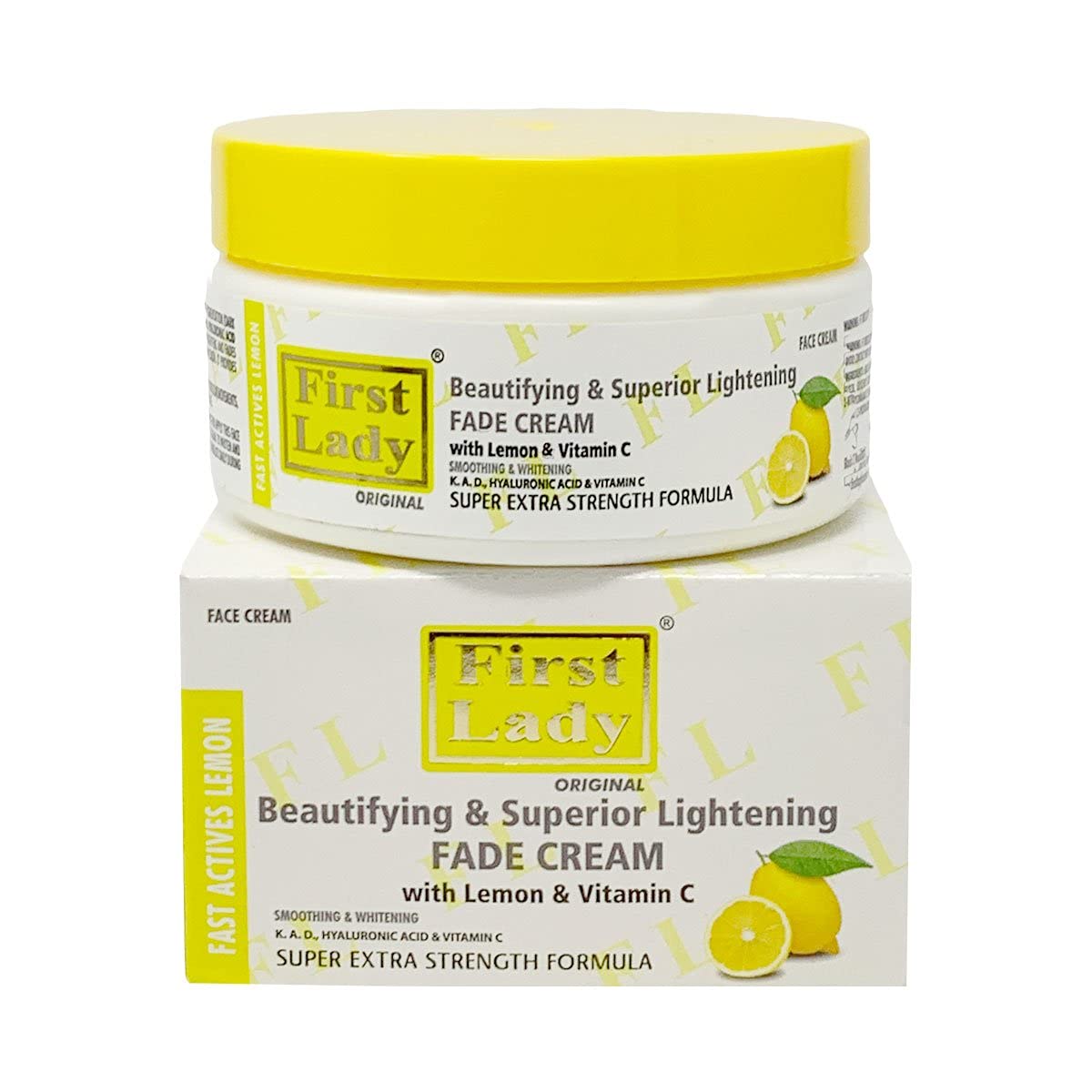 First Lady Lemon Skin Brightening Cream 200ml – Kojic Acid Dark Spot Fade Cream with Vitamin C, Hyaluronic Acid & Vitamin E – Helps Reduce Hyperpigmentation & Uneven Skin Tone