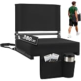 Sekey Stadium Seats with Back Support - 3.2" Thick | Thick Cushion, Supportive Backrest, Zip Pockets &amp; Cup Holder, 2 Secure Hooks, Shoulder Strap, for Sports Events