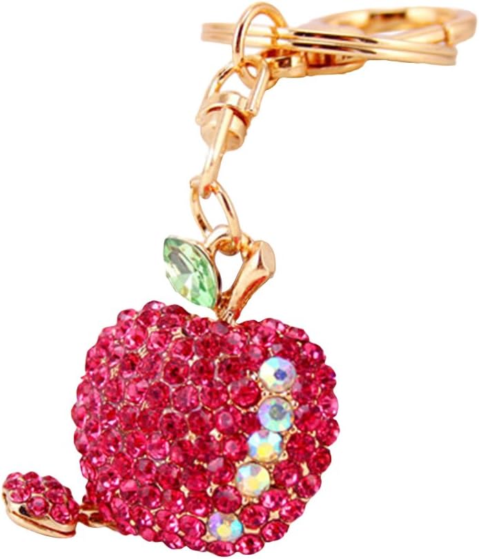 Fashion Cute Rhinestone Apple Keyring Alloy Car Key Chain Purse Bag Decor Gift - Red GlobalDeal Direct