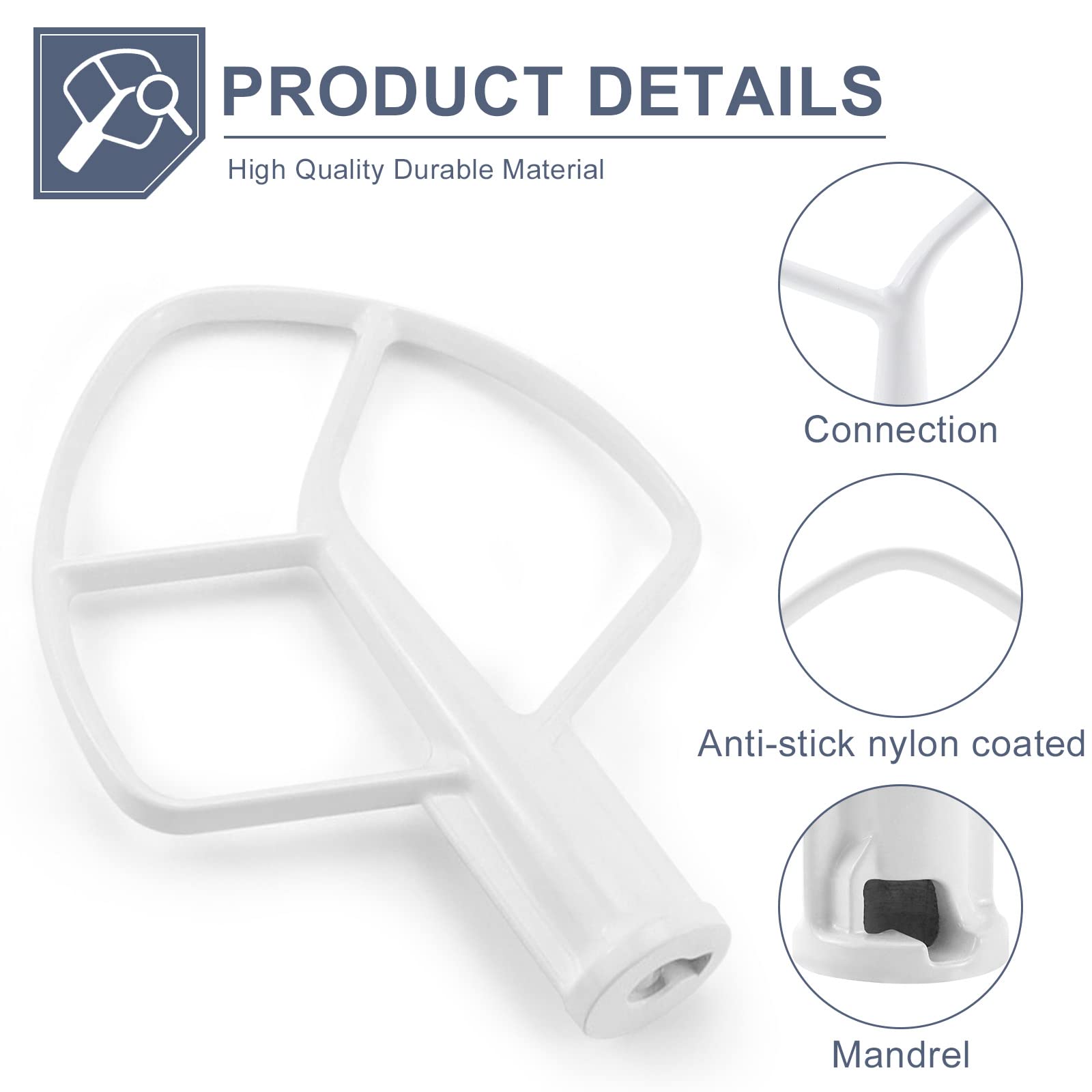 K5AB K5SS Flat Beater Replacement/K5AB K5SS Coated Flat Beater for 5-Qt Bowl-Lift Stand Mixers of 9707670 W10807813 PS983355 AP3881259 Mixer Beaters Replacement,Fit Model KSM50 KSM5 KSM450 by Sikawai
