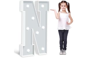 ZEELY 3FT Marquee Light Up Letter N, Large Name Letters, Marry Me Letters, Baby Letters, Love Letters Light Up Sign for Anniversary Wedding Party Decoration, Pre-Cut Foam Board Mosaic Balloon Kits