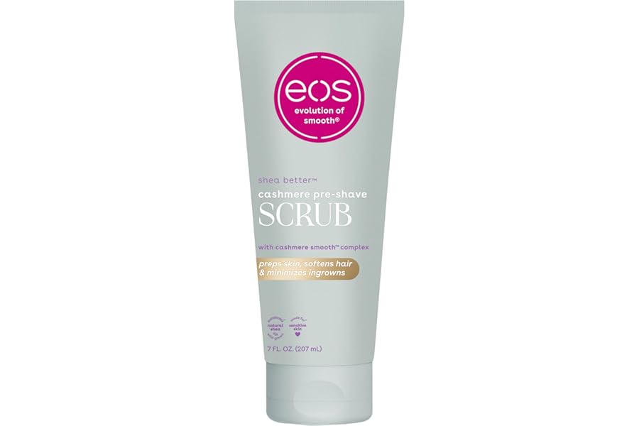 eos Cashmere Skin Collection Pre-Shave Scrub- Vanilla Cashmere, Exfoliating Body Scrub, Vanilla Body Scrub, Hydrating, Shea Sugar, 7 fl oz