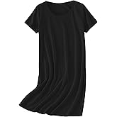 Ekouaer Nightgowns for Women Cotton Sleepshirts Short Sleeve Nightshirt Tshirt Night Gown Casual Sleepdress Comfy Nightdress